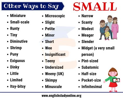 thesaurus smaller|positive words for small.